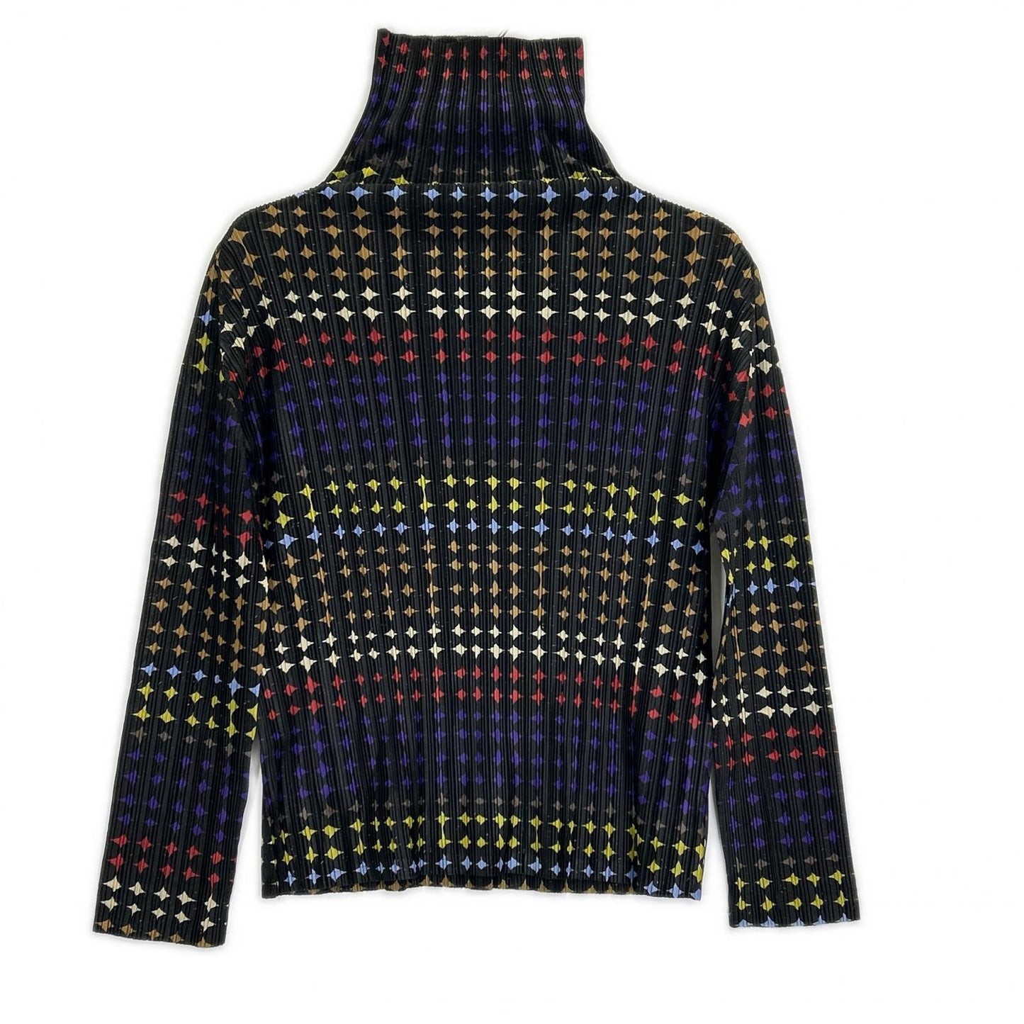 PLEATS PLEASE プリーツプリーズ ブラック×マルチカラー ネオンサイン ハイネックトップス トップス