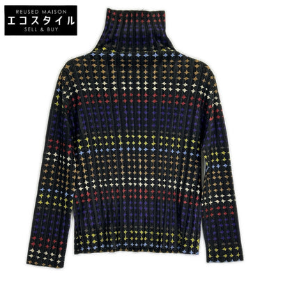 PLEATS PLEASE プリーツプリーズ ブラック×マルチカラー ネオンサイン ハイネックトップス トップス