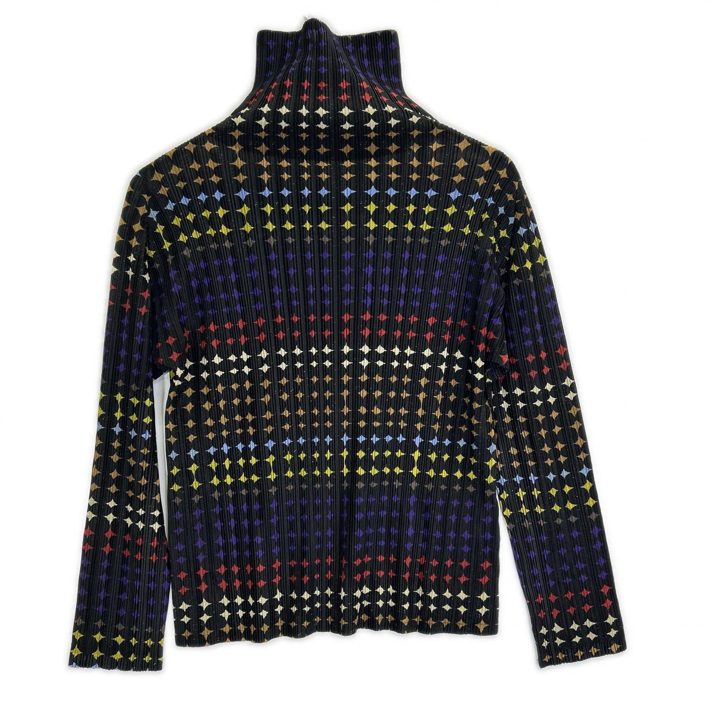 PLEATS PLEASE プリーツプリーズ ブラック×マルチカラー ネオンサイン ハイネックトップス トップス