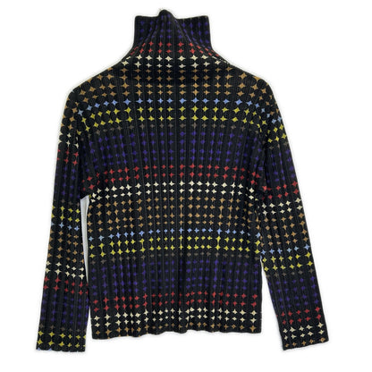 PLEATS PLEASE プリーツプリーズ ブラック×マルチカラー ネオンサイン ハイネックトップス トップス