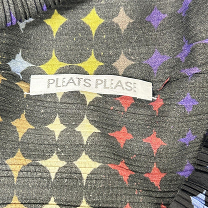 PLEATS PLEASE プリーツプリーズ ブラック×マルチカラー ネオンサイン ハイネックトップス トップス