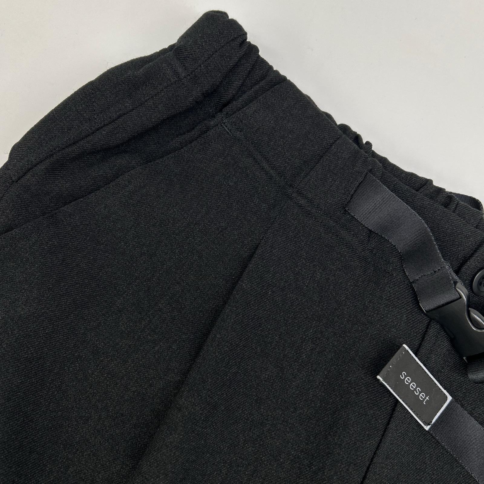 SEESET SeeSet Black Utility Wide Straight Pants Bottoms