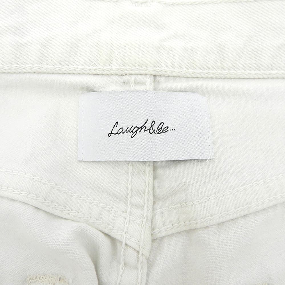 Laugh & be... ラフアンドビー ペイント加工 リメイクデニムパンツ ボトムス メンズ ホワイト W32 ボトムス