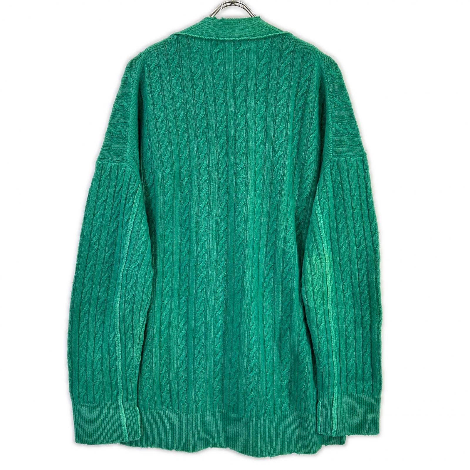 CURRENTAGE カレンテージ グリーン ダメージ加工 V-neck Cardigan トップス