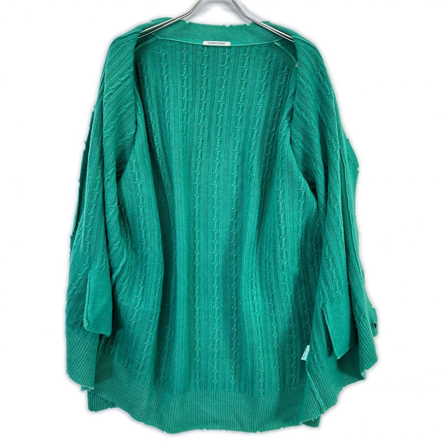 CURRENTAGE カレンテージ グリーン ダメージ加工 V-neck Cardigan トップス