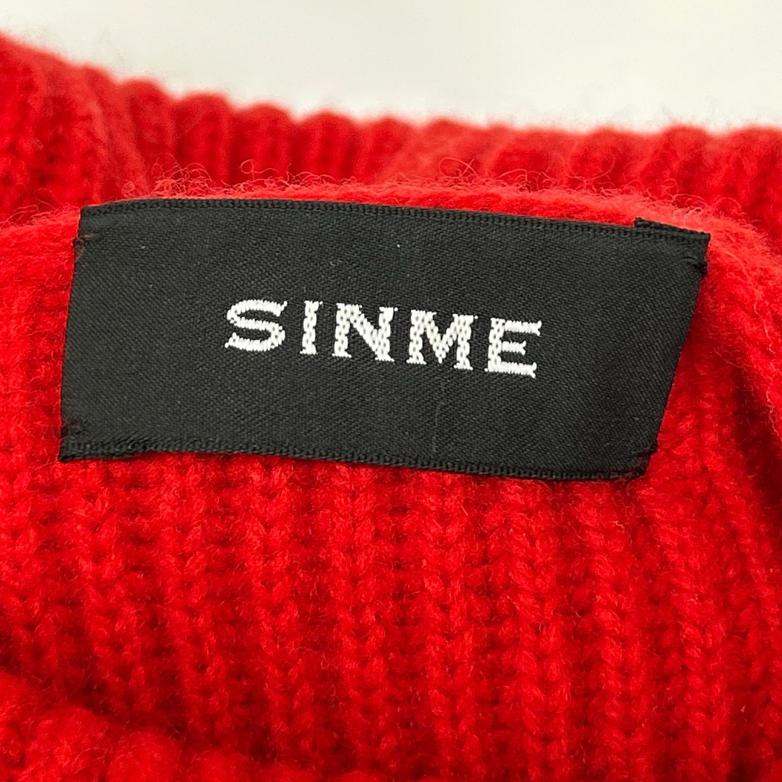 SINME シンメ 23AW レッド ミドルゲージタートルニット トップス