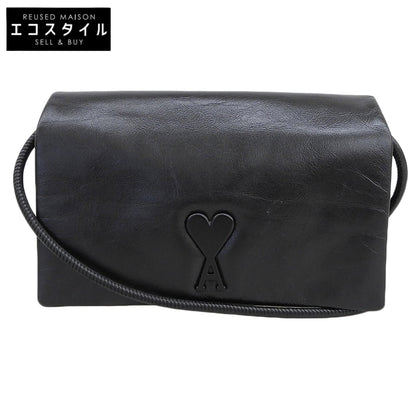 AMI PARIS excellent-condition Voulez-Vous logo strap wallet shoulder bag, leather, women's, black, ULL164.AL0052, shoulder bag