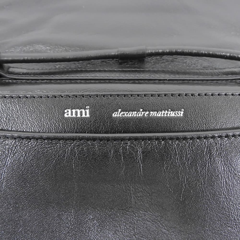 AMI PARIS アミパリス 美品 Voulez-Vous ストラップ ウォレット ロゴ ショルダー バッグ レザー レディース ブラック ULL164.AL0052 ショルダーバッグ