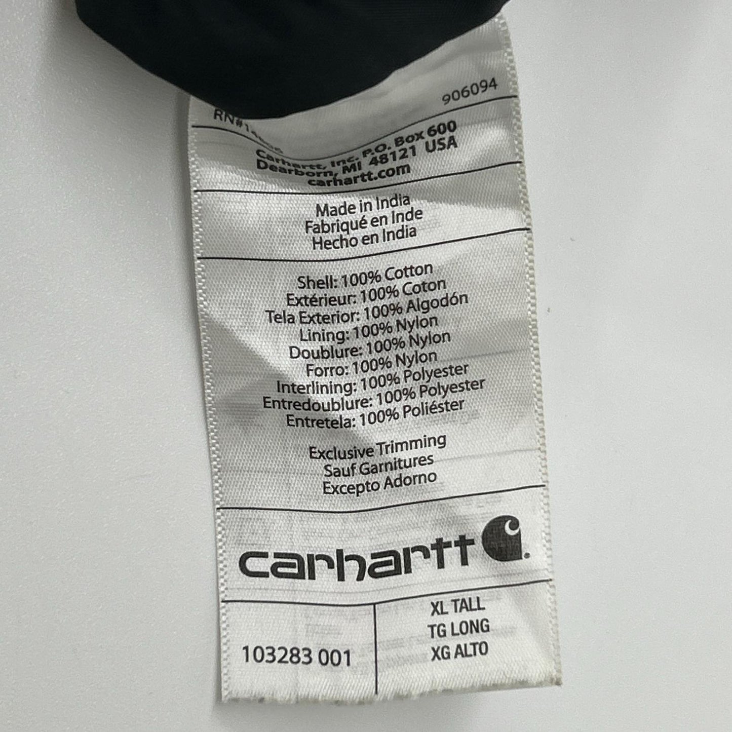 carhartt カーハート 103283 ブラック トラディショナル ダックワークジャケット ジャケット