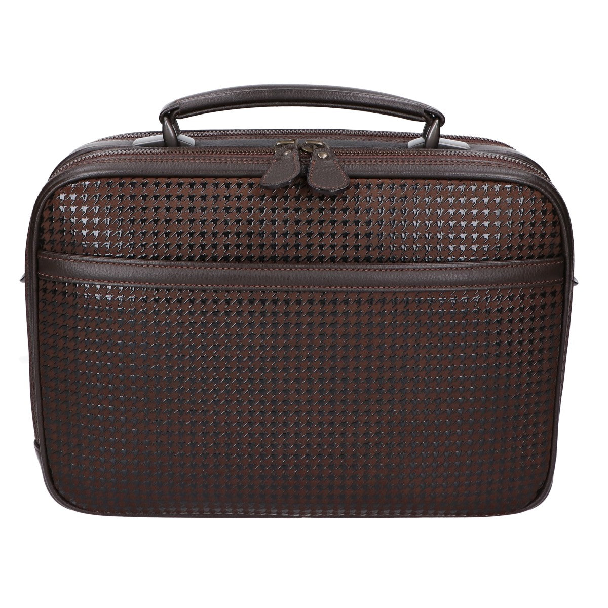 印傳屋 印傳屋 【美品】8909 隼人 H-9 濃茶地 x 黒漆 ハンドバッグ