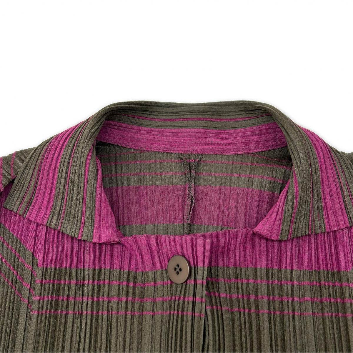 PLEATS PLEASE PP93-JA672 Brown × Pink Long Pleated Cardigan Dress