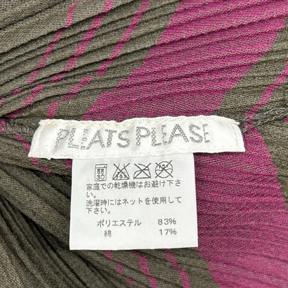 PLEATS PLEASE PP93-JA672 Brown × Pink Long Pleated Cardigan Dress