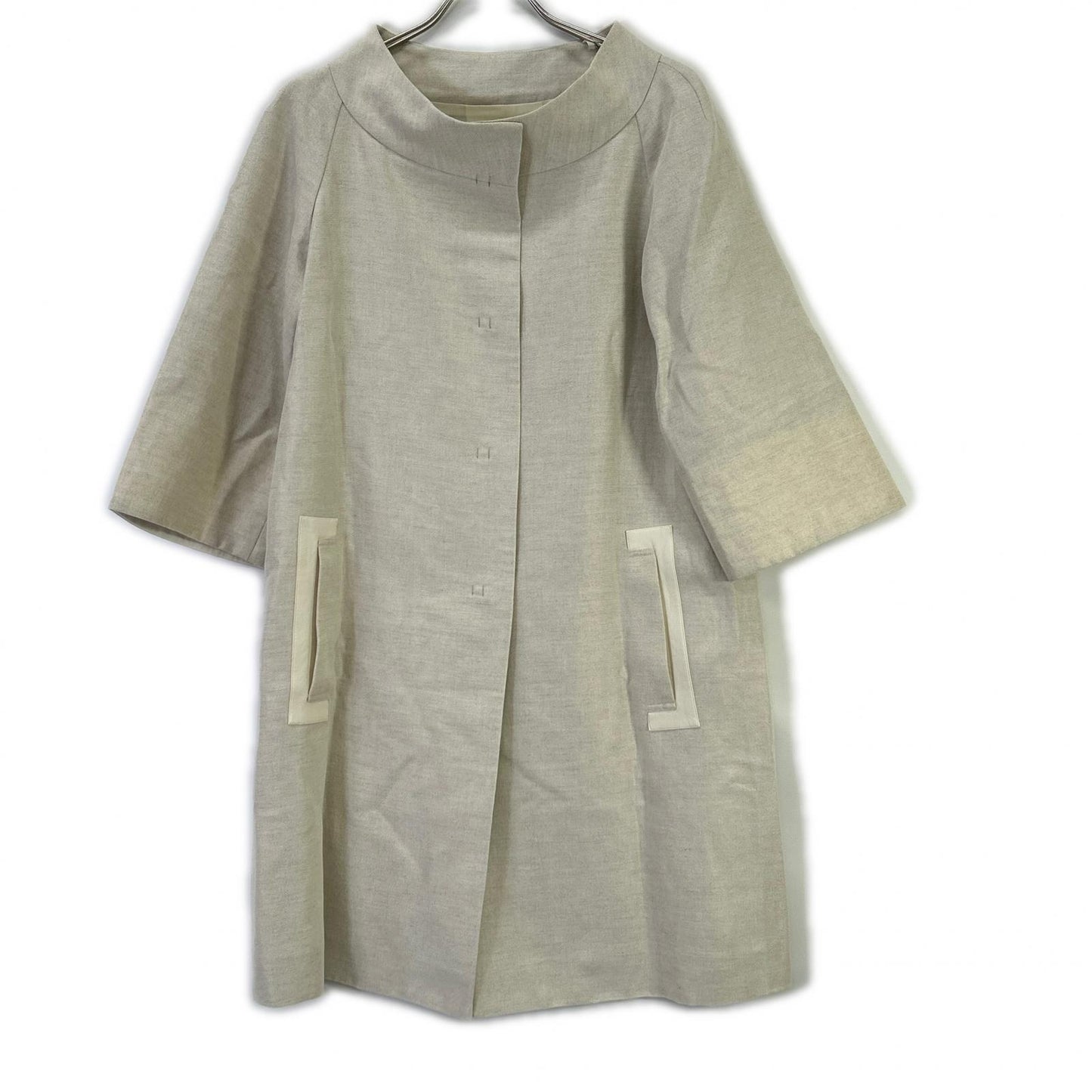 FOXEY BOUTIQUE フォクシーブティック 35221 ベージュ リネン混 Platinum Luxe コートプラチナリュクス スタンドカラー コート コート