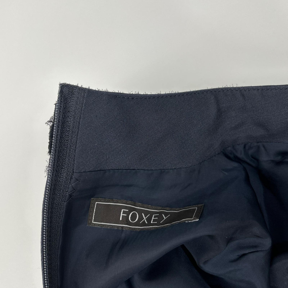 FOXEY フォクシー 40733 ネイビー ウール×シルク バックジップ ノースリーブドレスワンピース ワンピース