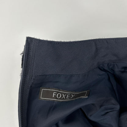 FOXEY フォクシー 40733 ネイビー ウール×シルク バックジップ ノースリーブドレスワンピース ワンピース