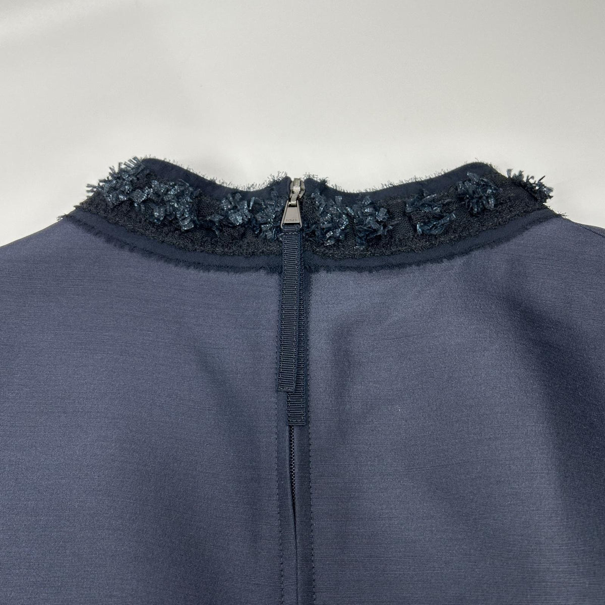FOXEY フォクシー 40733 ネイビー ウール×シルク バックジップ ノースリーブドレスワンピース ワンピース