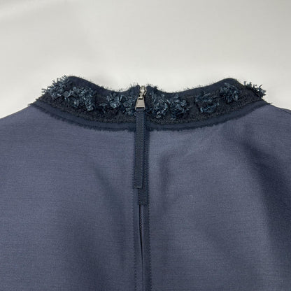 FOXEY フォクシー 40733 ネイビー ウール×シルク バックジップ ノースリーブドレスワンピース ワンピース