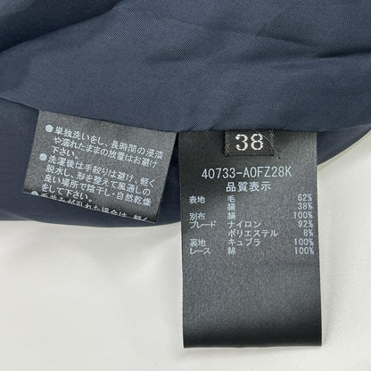 FOXEY フォクシー 40733 ネイビー ウール×シルク バックジップ ノースリーブドレスワンピース ワンピース
