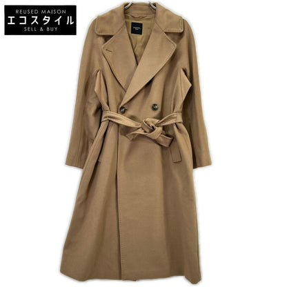 Max Mara WEEKEND 23501611336 Brown RESINA Double-Breasted Belted Long Coat, 100% Pure Virgin Wool