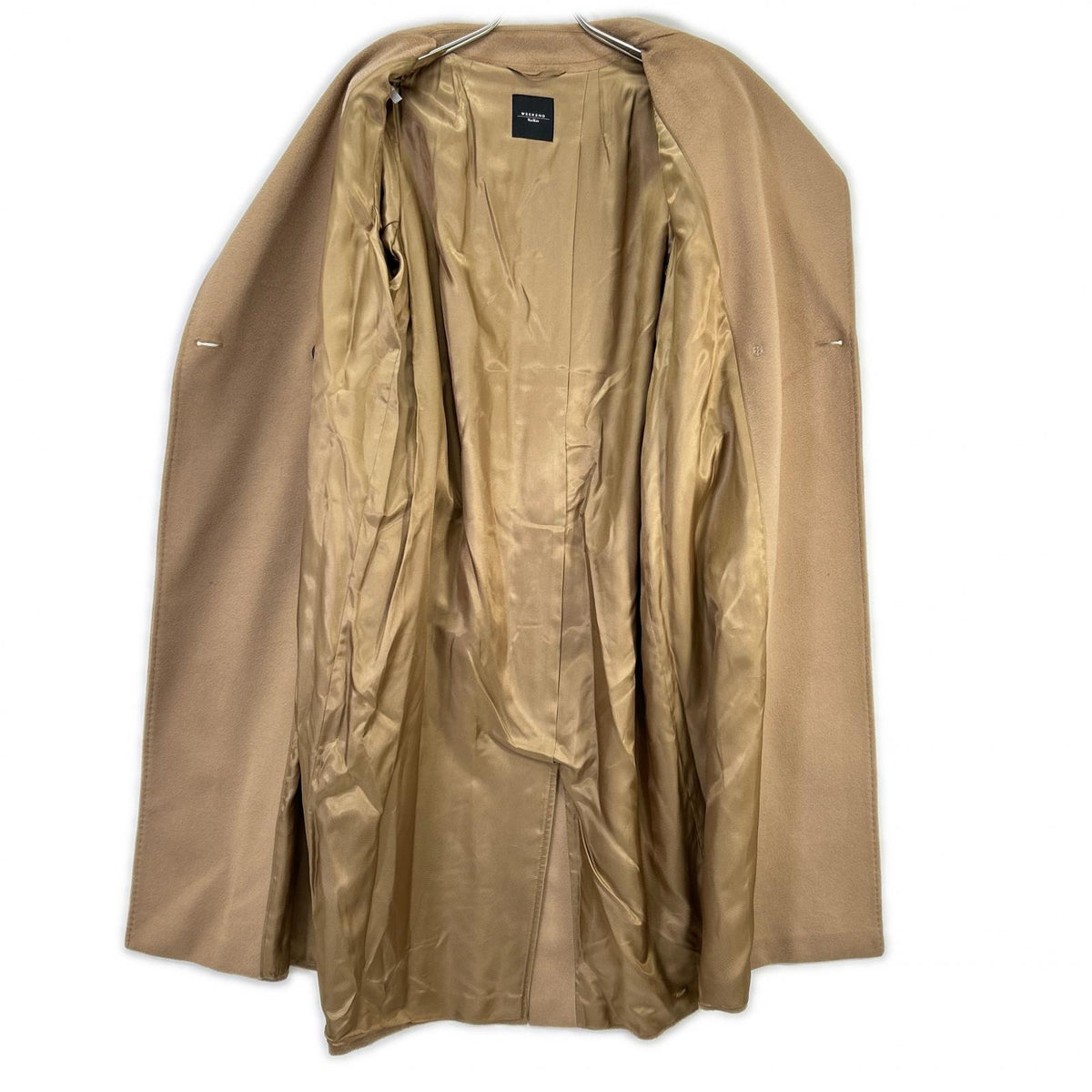 Max Mara WEEKEND 23501611336 Brown RESINA Double-Breasted Belted Long Coat, 100% Pure Virgin Wool