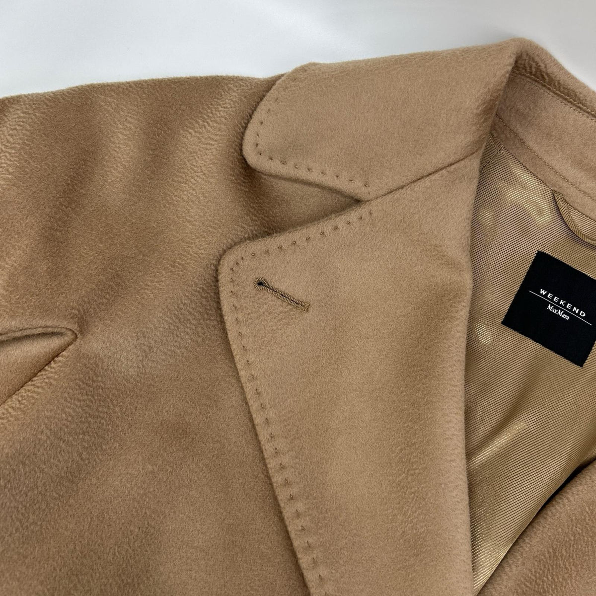 Max Mara WEEKEND 23501611336 Brown RESINA Double-Breasted Belted Long Coat, 100% Pure Virgin Wool