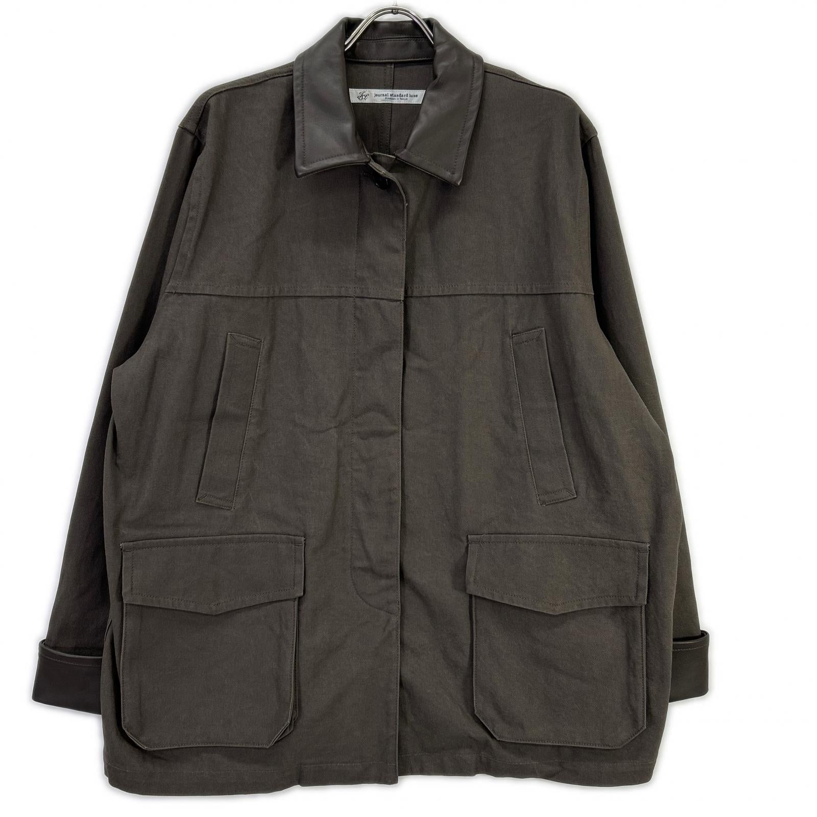 journal standard luxe ジャーナルスタンダード ラックス 25AW ブラウン レザーカラー ツイル カバーオール ジャケット