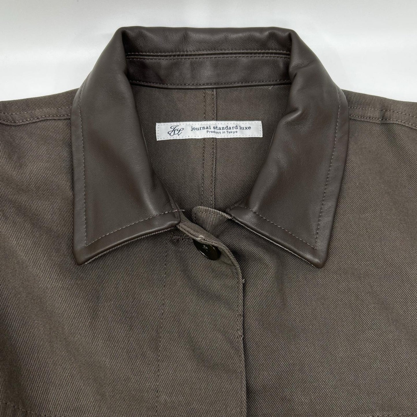 journal standard luxe ジャーナルスタンダード ラックス 25AW ブラウン レザーカラー ツイル カバーオール ジャケット