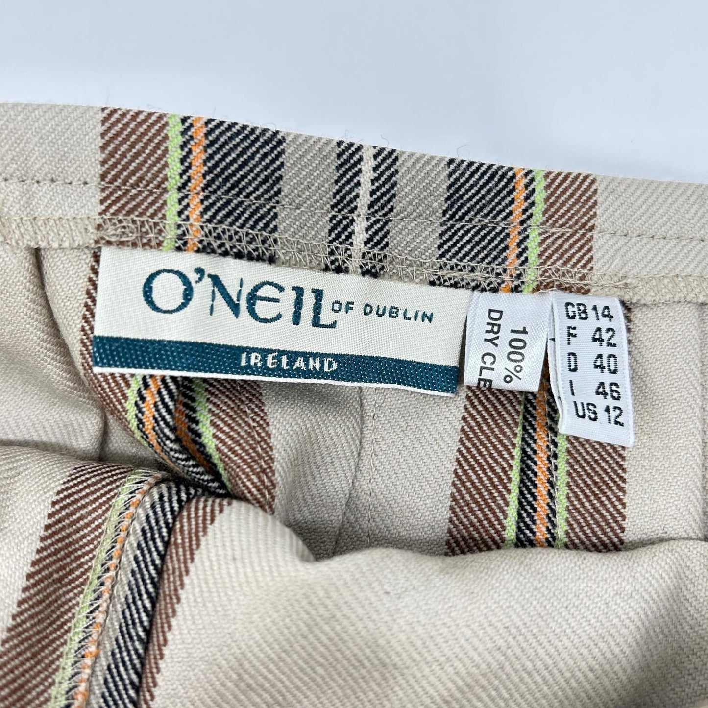 O'NEIL OF DUBLIN オニールオブダブリン ベージュ タータンチェックキルトロングスカート スカート