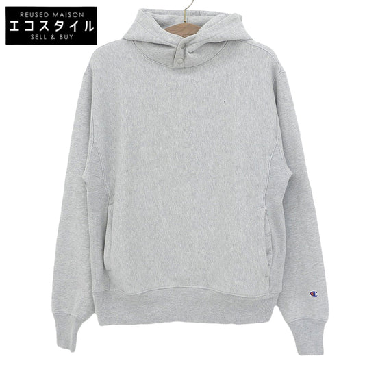 Champion チャンピオン 青タグ復刻 リバースウィーブ スナップボタン フーディー プルオーバー トップス メンズ グレー M トップス