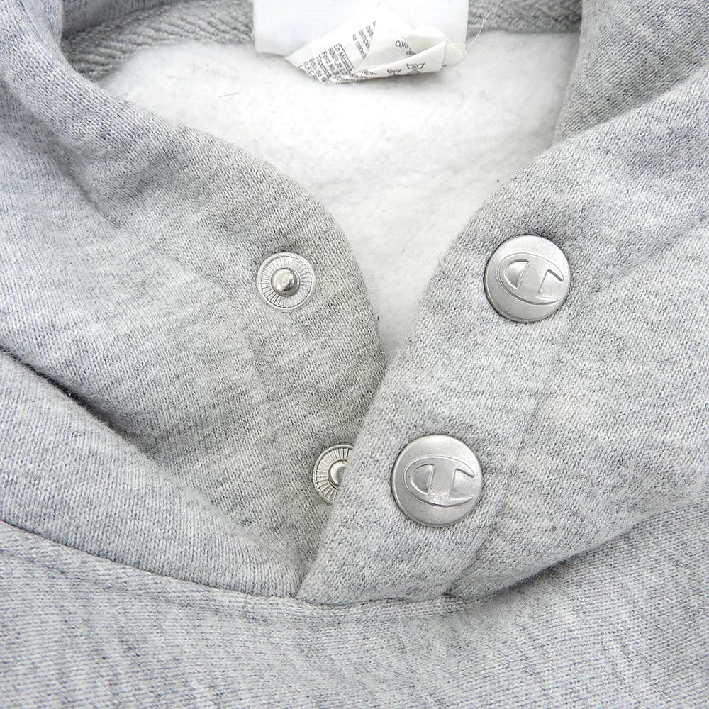 Champion チャンピオン 青タグ復刻 リバースウィーブ スナップボタン フーディー プルオーバー トップス メンズ グレー M トップス