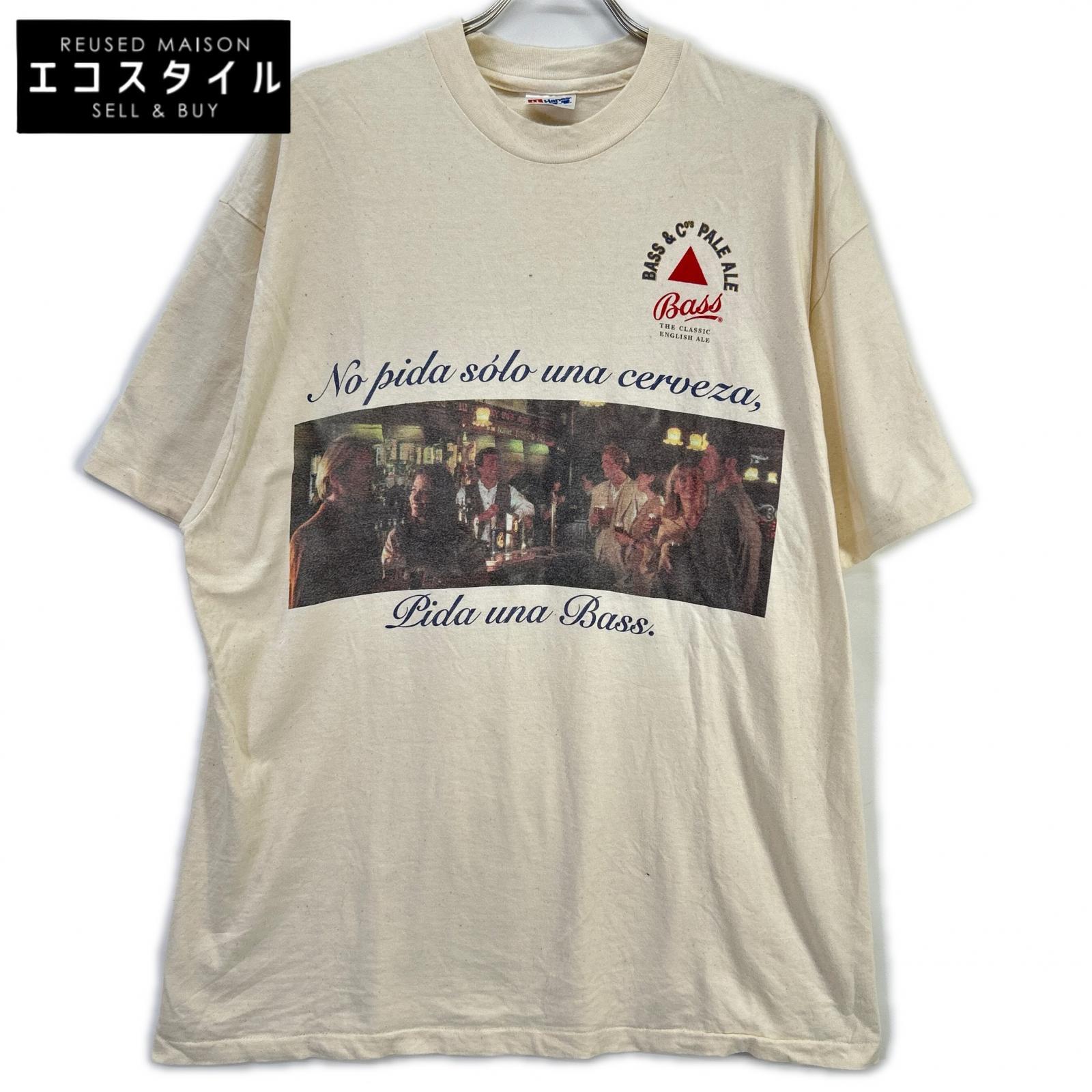Hanes ヘインズ 90's USA製 アイボリー The Bass Brewery 企業ロゴ プリント Tシャツ コート