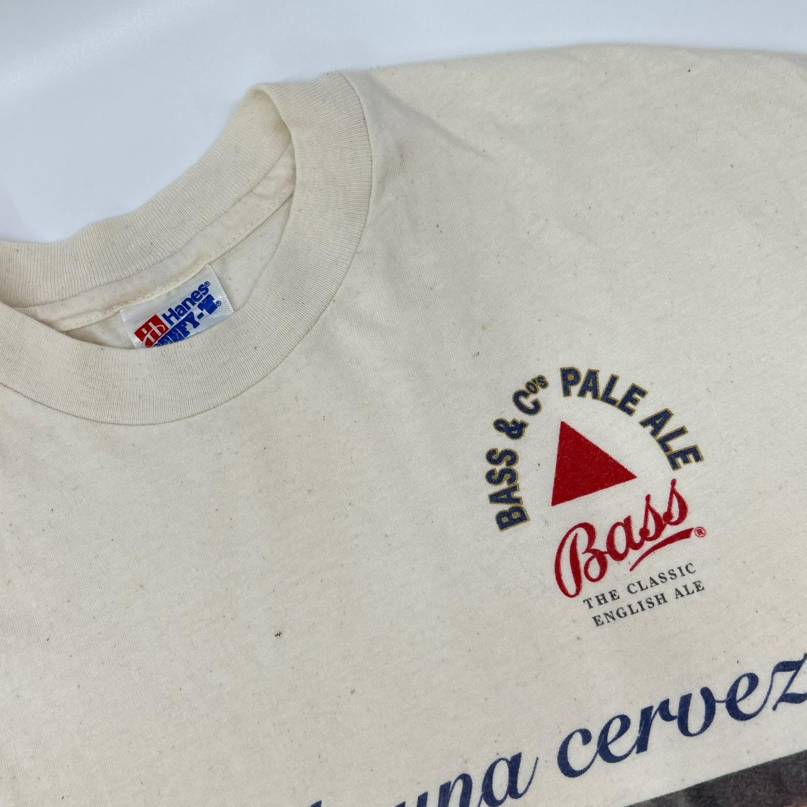 Hanes ヘインズ 90's USA製 アイボリー The Bass Brewery 企業ロゴ プリント Tシャツ コート