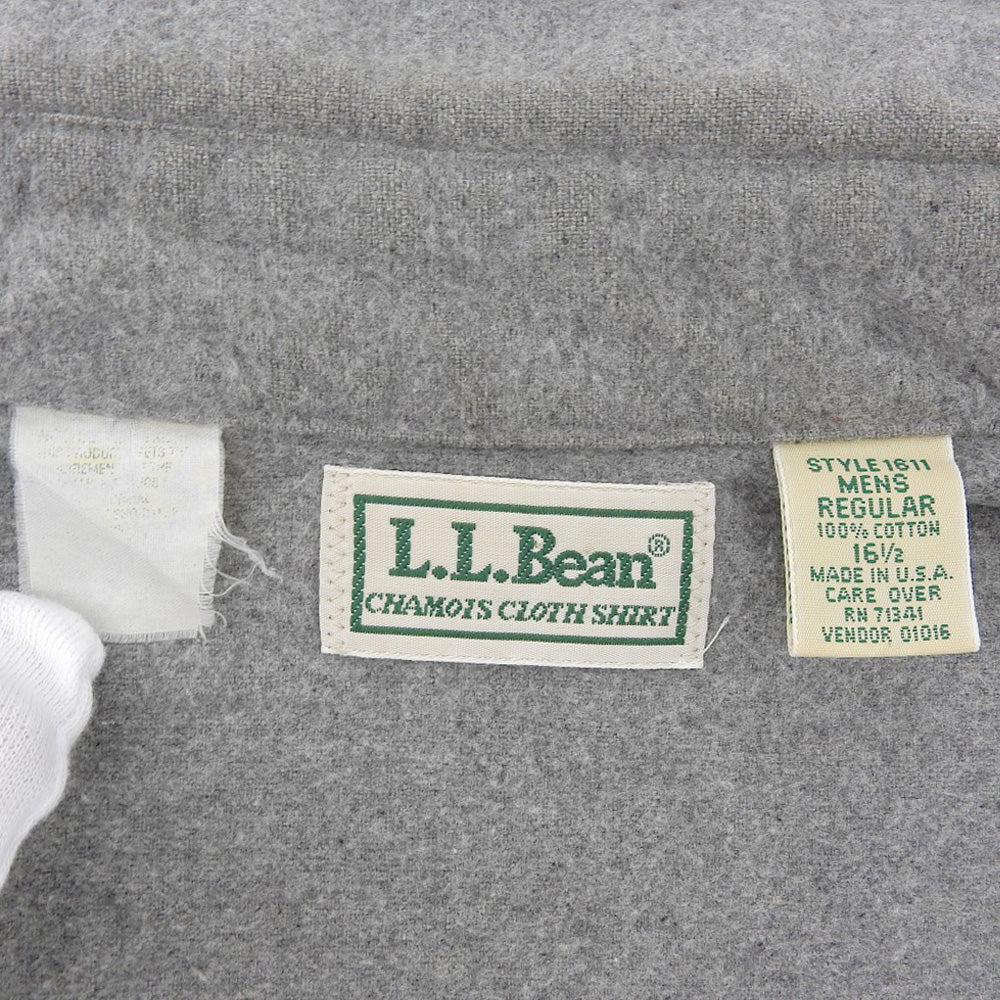 L.L.Bean エルエルビーン USA製 コットン ロングスリーブ ネルシャツ トップス メンズ グレー 16 1/2 1611 90’s トップス
