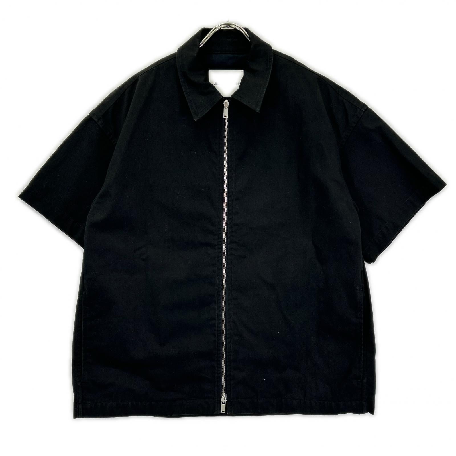 JILSANDER ジルサンダー J47DL0138 ブラック コットン ジップアップ ショートスリーブシャツ トップス