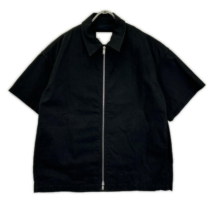 JILSANDER ジルサンダー J47DL0138 ブラック コットン ジップアップ ショートスリーブシャツ トップス