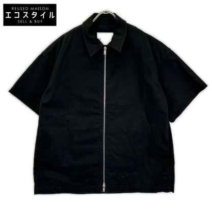 JILSANDER ジルサンダー J47DL0138 ブラック コットン ジップアップ ショートスリーブシャツ トップス