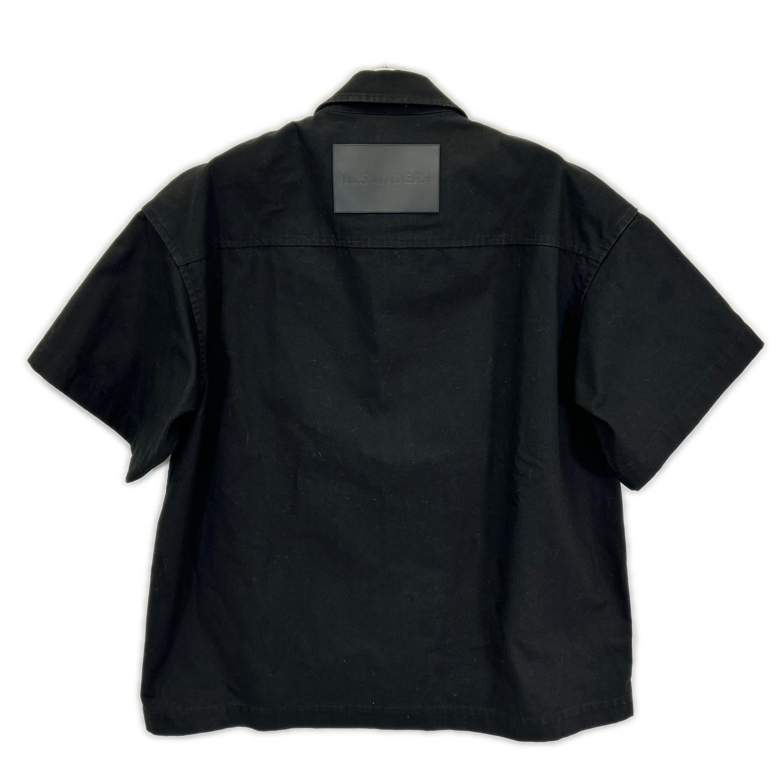 JILSANDER ジルサンダー J47DL0138 ブラック コットン ジップアップ ショートスリーブシャツ トップス