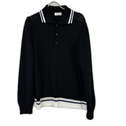 SalvatoreFerragamo サルバトーレフェラガモ 122377 775740 24SS ブラック コットン long-sleeve polo shirt プルオーバーニットポロシャツ トップス