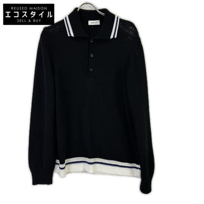 SalvatoreFerragamo サルバトーレフェラガモ 122377 775740 24SS ブラック コットン long-sleeve polo shirt プルオーバーニットポロシャツ トップス