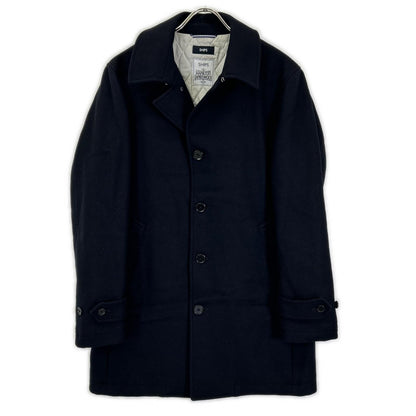 SHIPS シップス 114-45-0077 ネイビー HAMILTON LAMBSWOOL メルトン シングル ロング Pコート コート