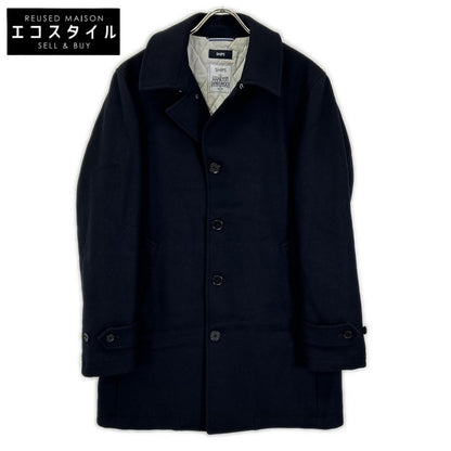 SHIPS 114-45-0077 navy HAMILTON LAMBSWOOL melton single-breasted long pea coat coat