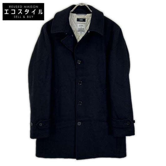 SHIPS シップス 114-45-0077 ネイビー HAMILTON LAMBSWOOL メルトン シングル ロング Pコート コート