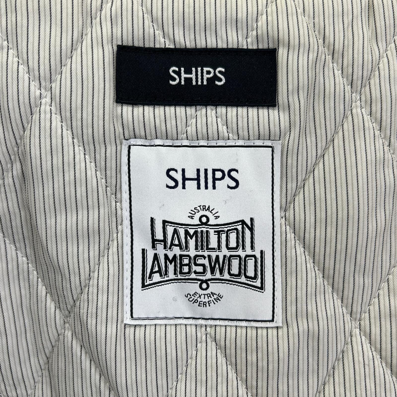 SHIPS シップス 114-45-0077 ネイビー HAMILTON LAMBSWOOL メルトン シングル ロング Pコート コート