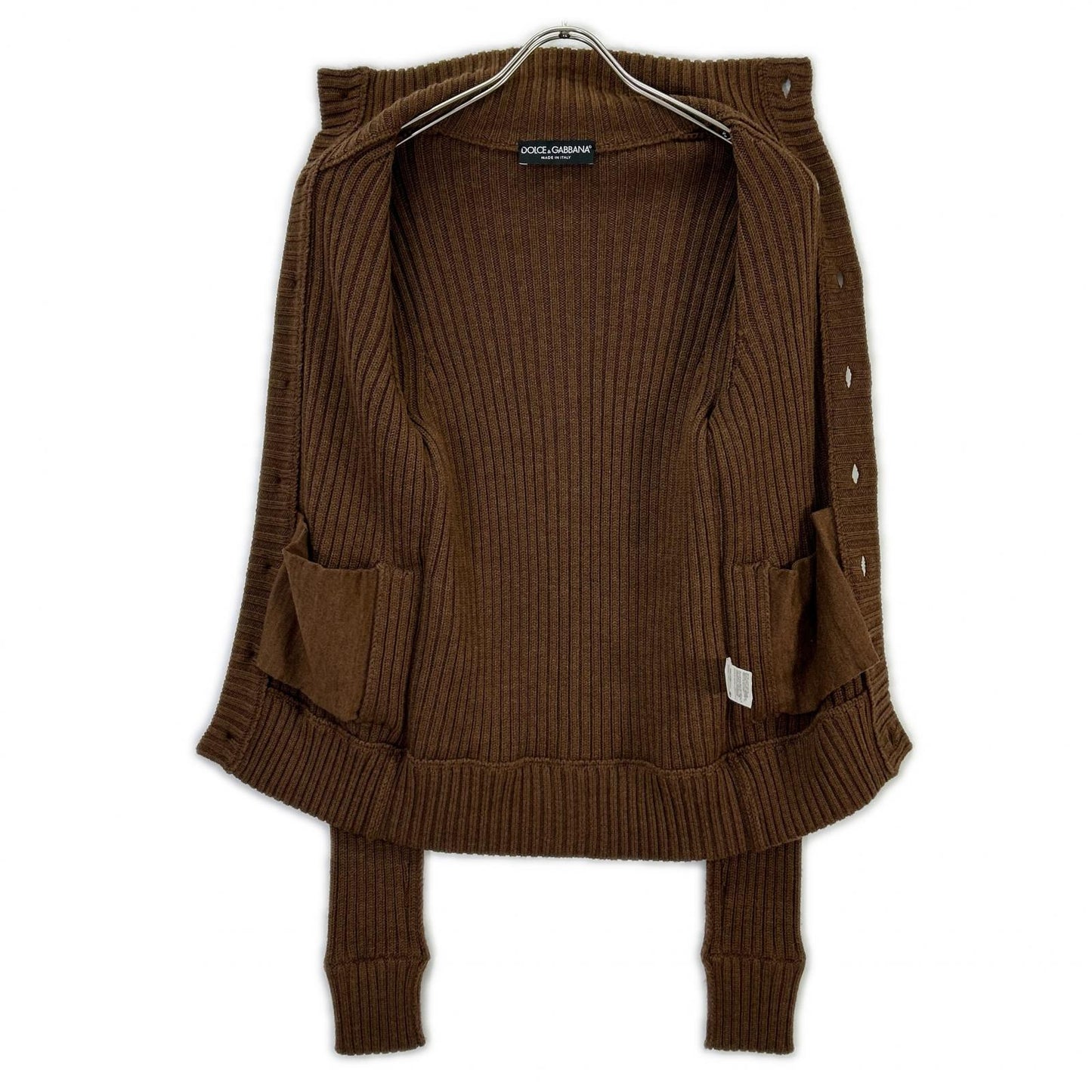 DOLCE&GABBANA ドルチェアンドガッバーナ ブラウン リブニット カーディガン トップス
