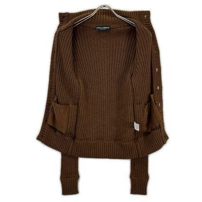 DOLCE&GABBANA ドルチェアンドガッバーナ ブラウン リブニット カーディガン トップス