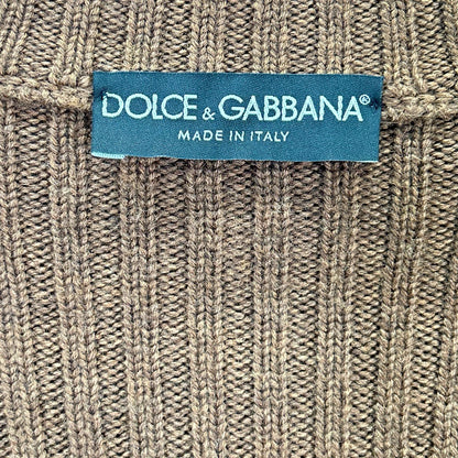 DOLCE&GABBANA ドルチェアンドガッバーナ ブラウン リブニット カーディガン トップス