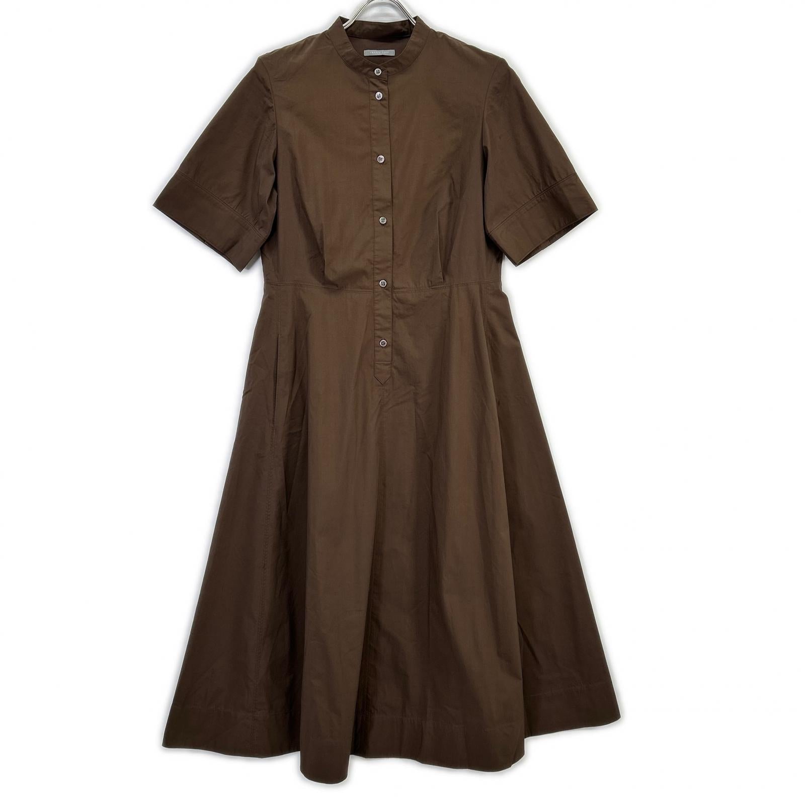 theory luxe セオリーリュクス 24AW ブラウン TECH POPLIN ERESSA 半袖ワンピース ワンピース