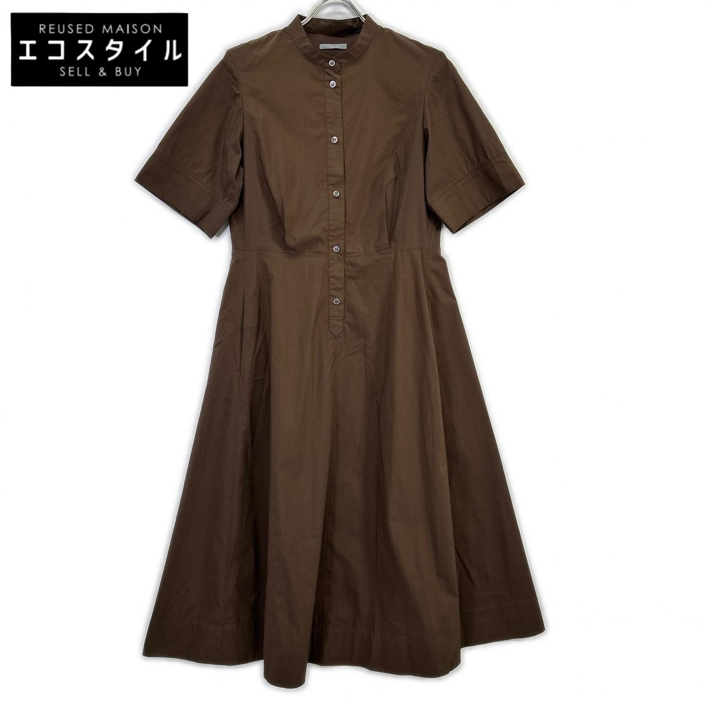 theory luxe セオリーリュクス 24AW ブラウン TECH POPLIN ERESSA 半袖ワンピース ワンピース