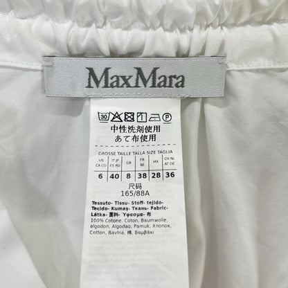 Max Mara マックスマーラ ホワイト ドローストリング 長袖ブラウス トップス