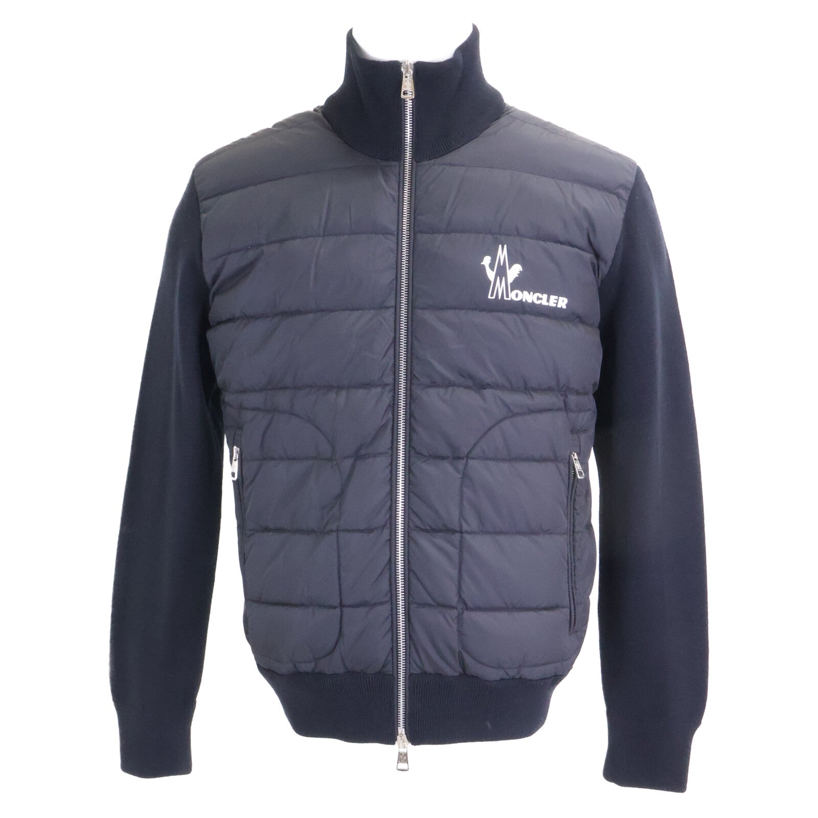 MONCLER モンクレール 【美品】E20919422350 MAGLIONE TRICOT CARDIGAN ロゴプリント ニット/ダウン切替 ジャケット ジャケット
